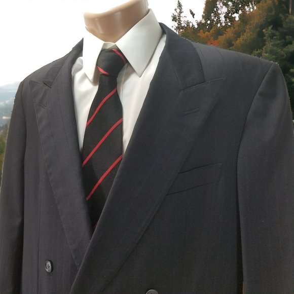 Ermenegildo Zegna Men's 42R Solid Black 100% Wool Blazer Sport Coat & Tie 10673 - Picture 2 of 8